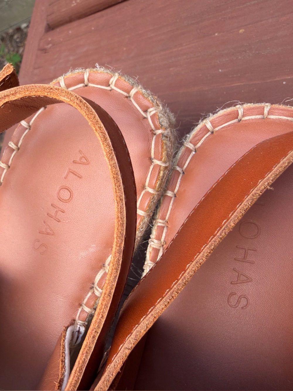 ALOHAS Scacchi Leather Platform Sandals Camel Ivory US 10 $178 - Picture 6 of 8